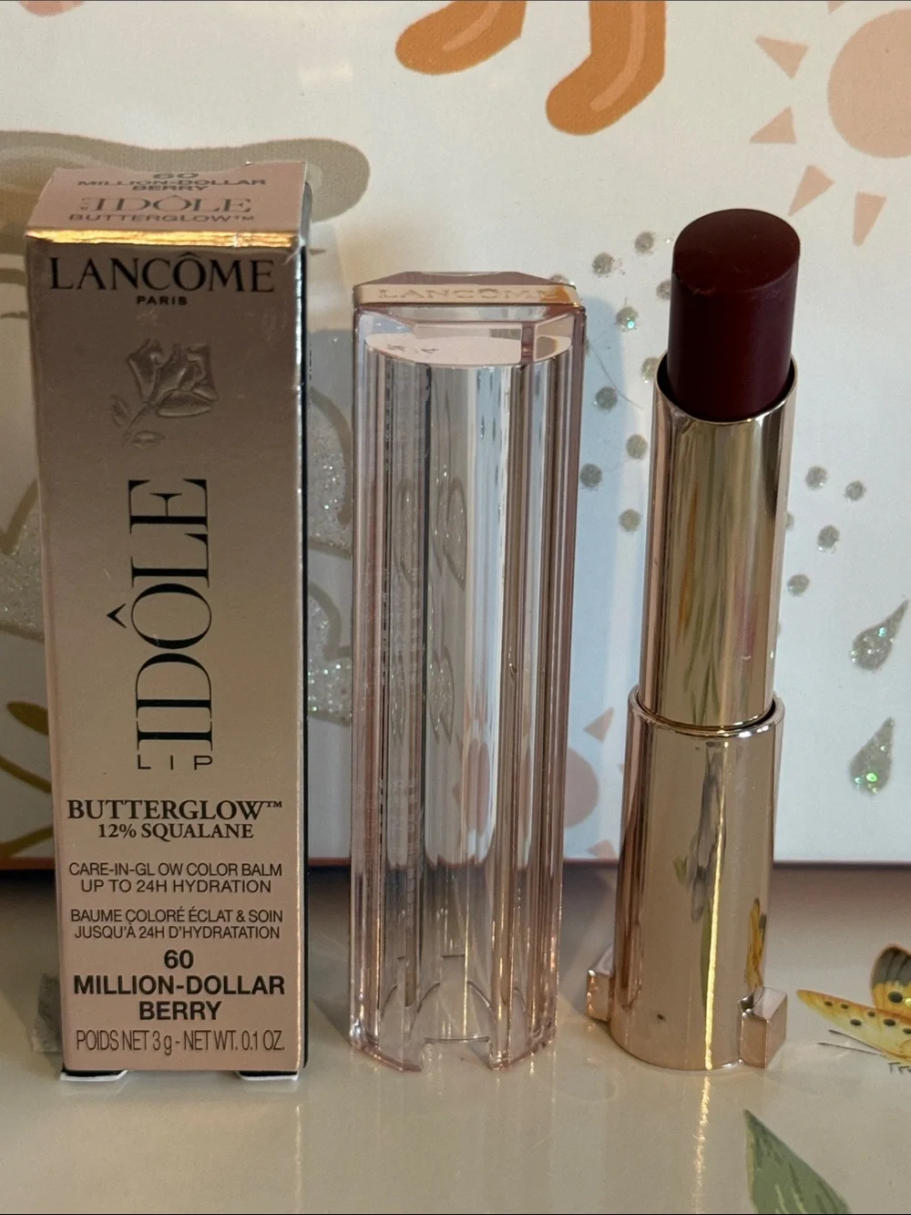 Lancôme Idôle Butterglow Lip Balm - Million-Dollar Berry (pink, gold)